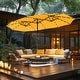 preview thumbnail 29 of 79, MAISON ARTS 15-foot Rectangular Crank Double-sided Outdoor Market Umbrella Solar LED Lighted Patio Umbrella with Base Included Gold Yellow
