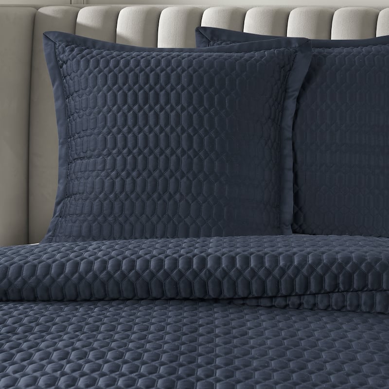 J. Queen New York Brilliance Euro Quilted Sham - Navy - Euro Square