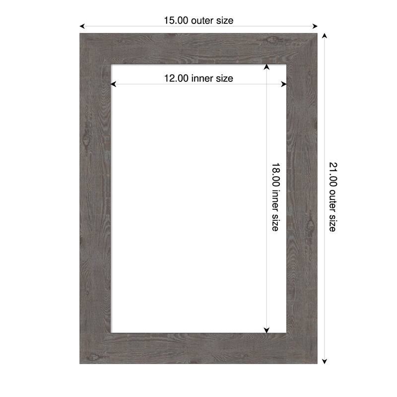 Amanti Art Rustic Plank Espresso Narrow Framed Dry Erase Magnetic Board - 15 x 21 in - Rustic Plank Grey Narrow
