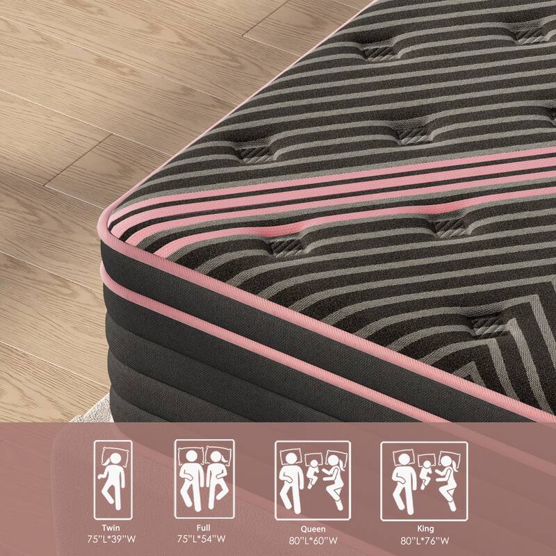 King Size Mattress, 10 Inch Hybrid Mattress, Individually Pocketed Innerspring, Medium Firm