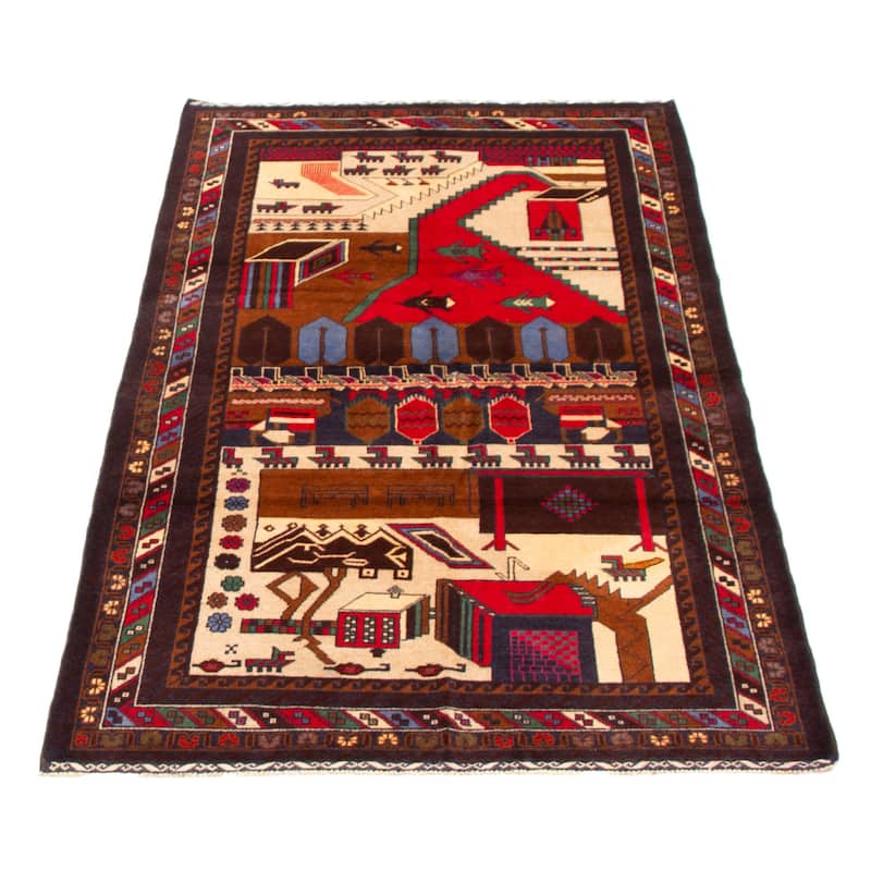 Teimani Red Rug 3'8" x 6'4" - 3'8 x 6'4