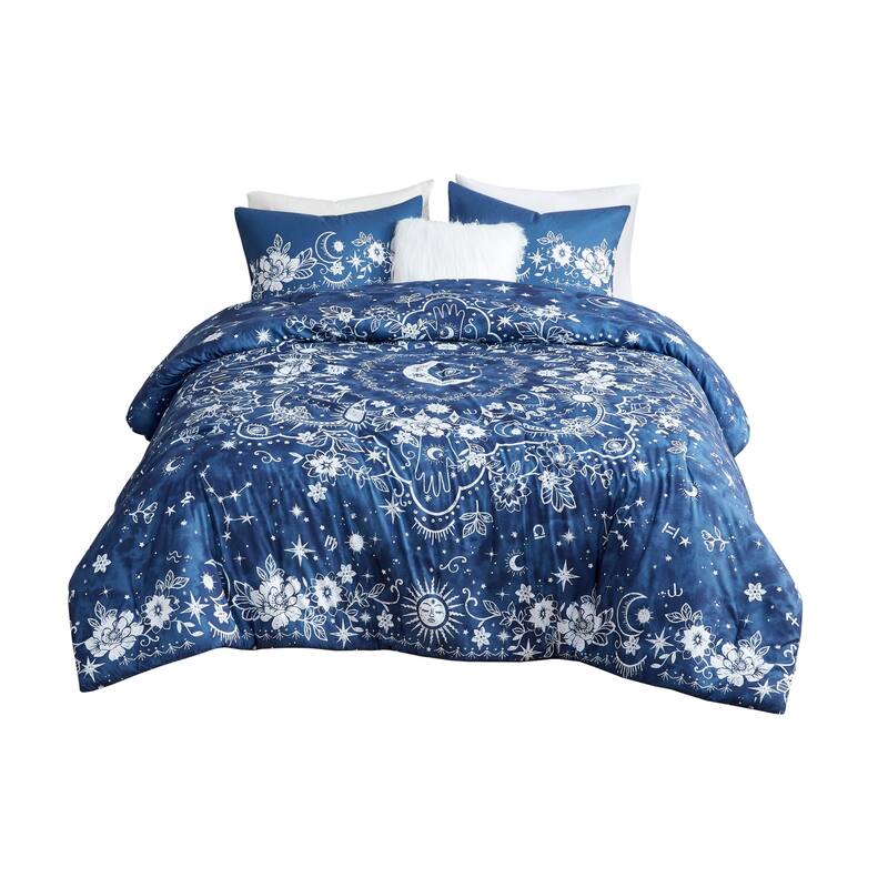 Intelligent Design Luna Navy Celestial Comforter Set Bed Bath
