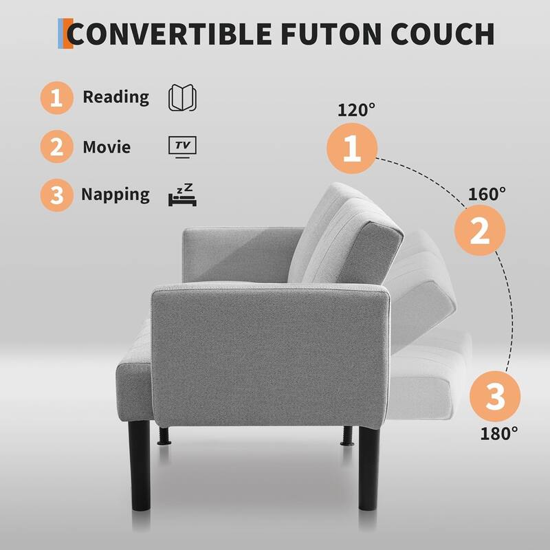 Sofa Bed, Compact Loveseat, Modern Mid-Century Sleeper Sofa, Convertible Couch, Living Room Couches