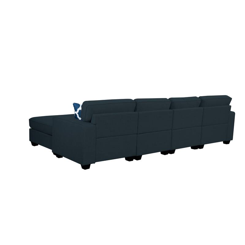 130'' Reversible Modular Sectional Sofa Couche With Ottoman