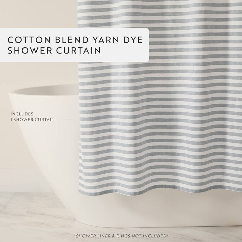 Becky Cameron Cotton Blend Striped Shower Curtain