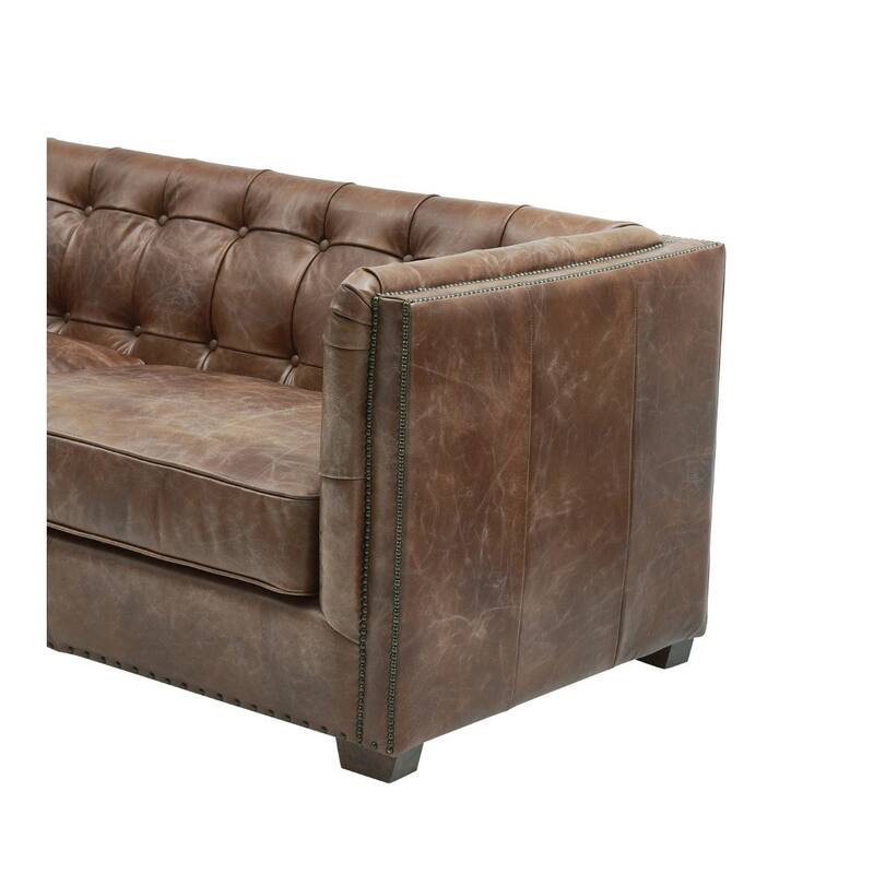 Tuxedo Leather Sofa - Bark Brown