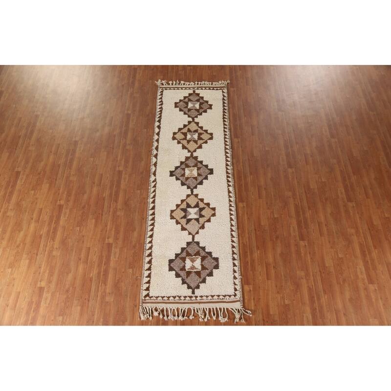 Anatolian Beige Turkish Runner Rug Hand-knotted Wool Carpet - 3'5"x 10'9"