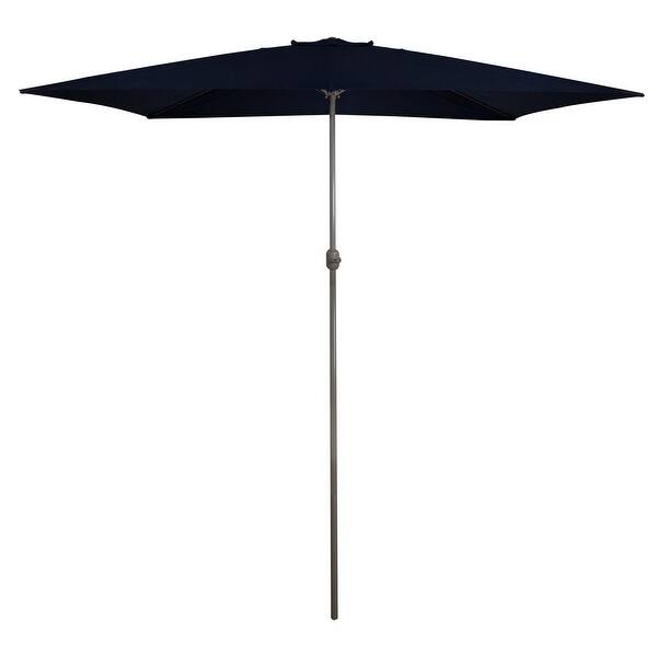 Shop 10ft X 6 5ft Outdoor Patio Market Umbrella With Hand Crank Navy Blue Overstock 31954075