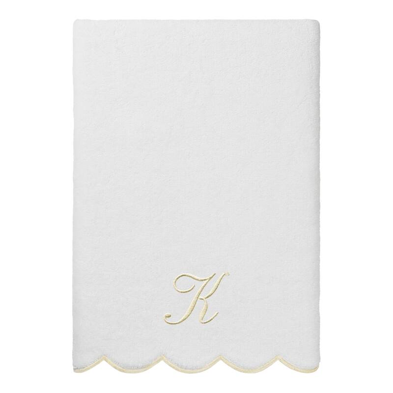 Authentic Hotel and Spa 100% Turkish Cotton Beige ADORNIA Scallop Personalized 3 Piece Towel Set - 3 Piece Set