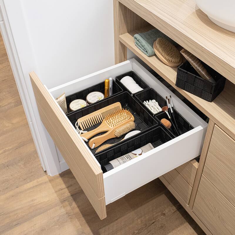 7-Piece Drawer Organizer Set - 10.5 L x 8 W x 2.5 H - Black