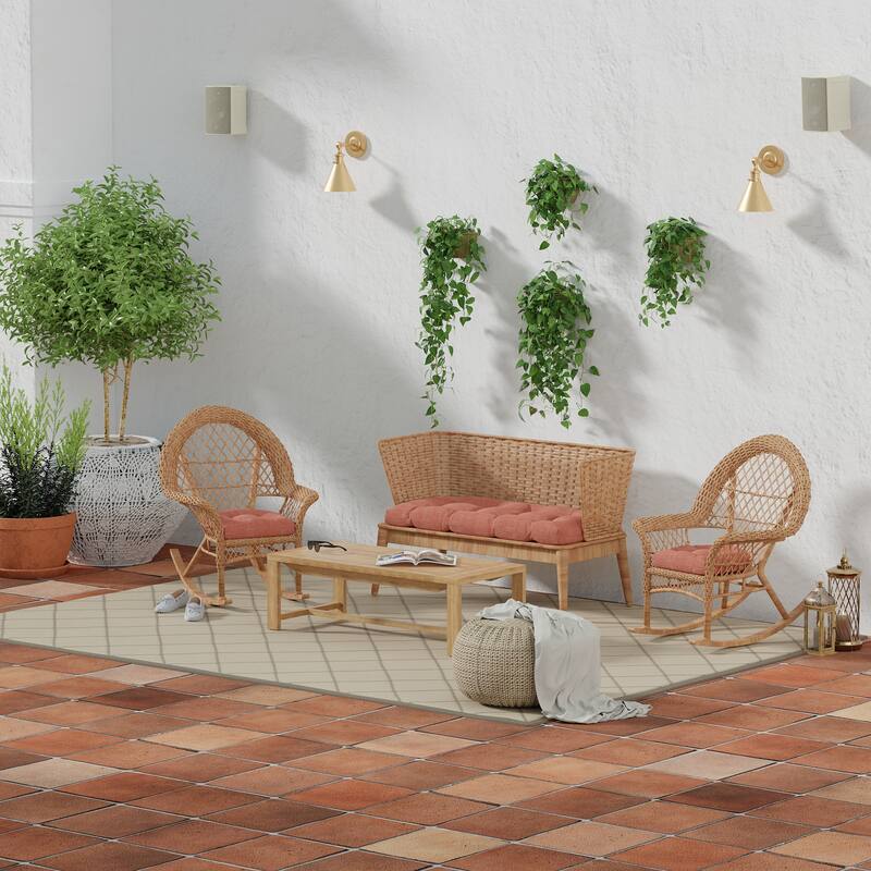 18" x 18" Contoured Outdoor Wicker Seat Cushion - Set of 2 - 18'' L x 18'' W x 4'' H
