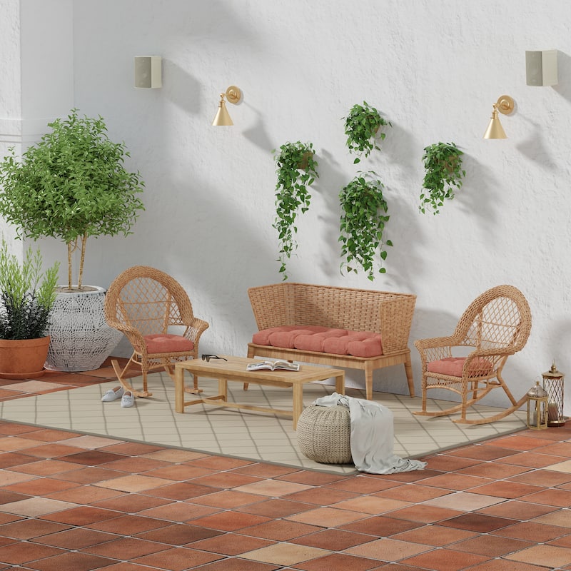 Outdoor Wicker Cushion Set for Bench and 2 Seats - 18'' L x 44'' W x 4'' H