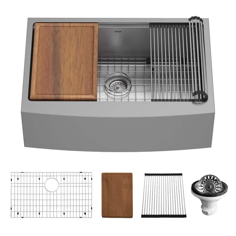 Karran USA WSA-42-PK1 Elite Workstation 30" Farmhouse Single Basin - Satin Brushed