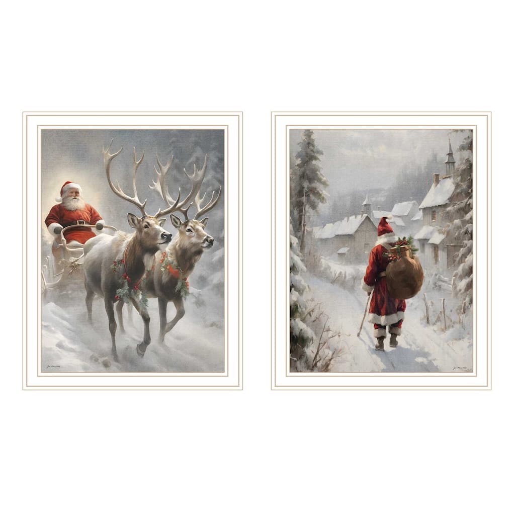 2-Piece Framed Wall Art Set - On The Eve of Christmas, White Frame