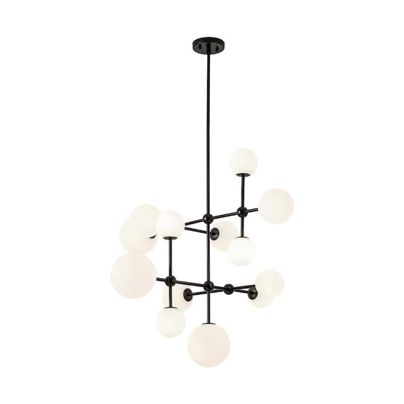 Grand Tiered Frosted Glass Bubble Sputnik Dimmable Entry Chandelier