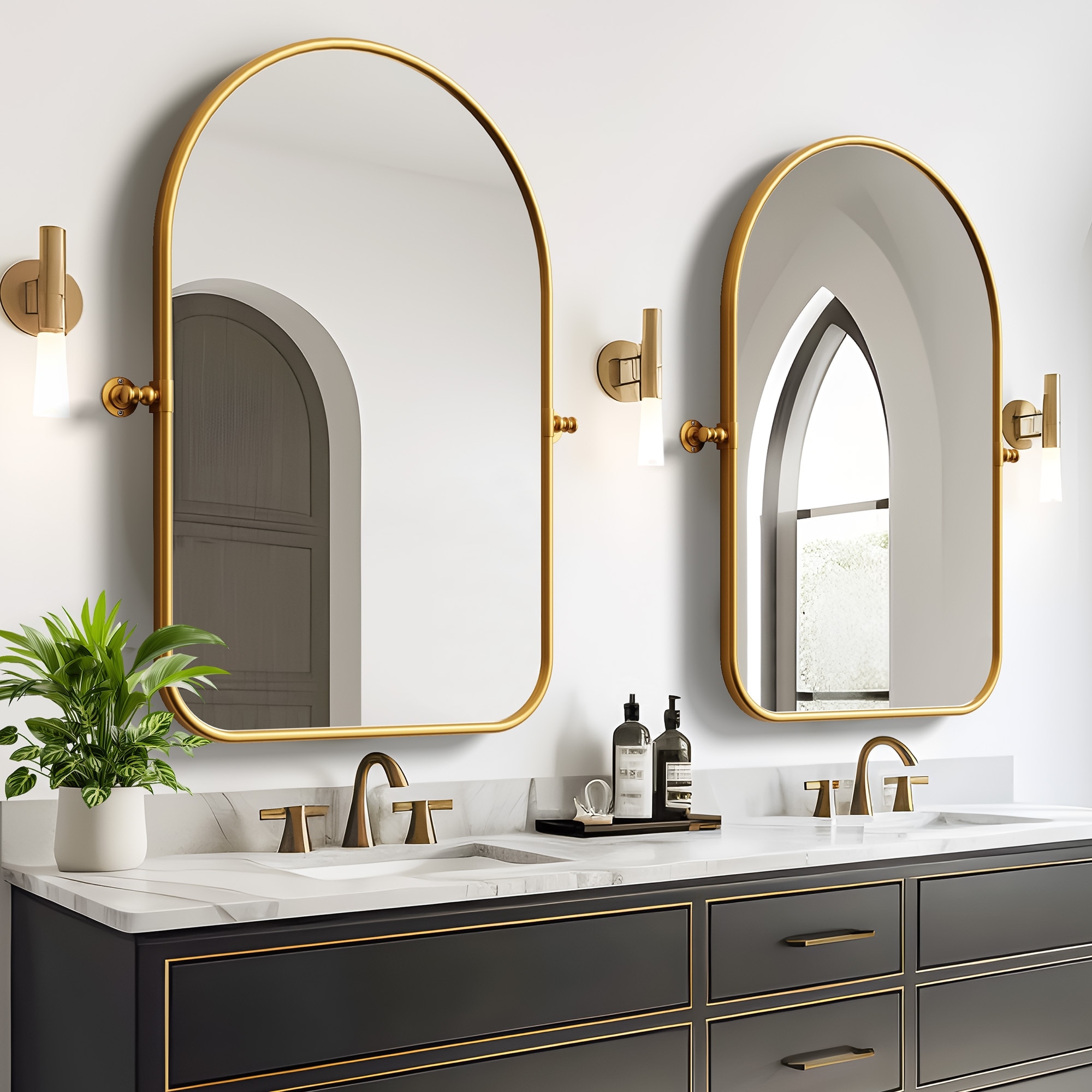 Iron Frame Arched Wall Mirror - 36*24
