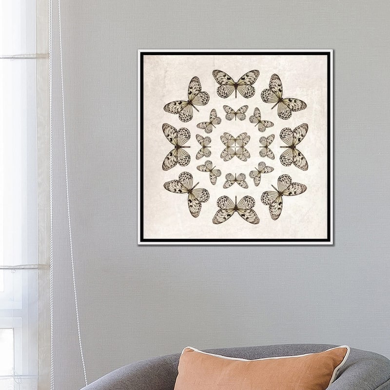 iCanvas "Rice Paper Butterfly Circles" by Alyson Fennell Framed Canvas Print