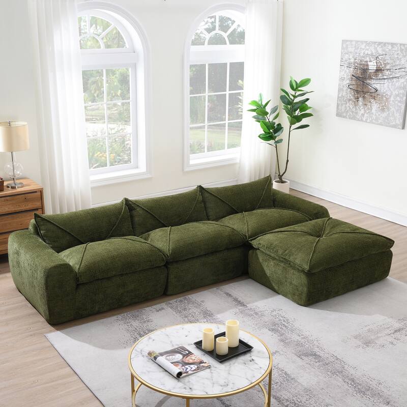 L-Shape Oversized Modular Sofa, 4 Seat Spacious Sofa