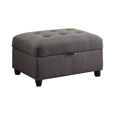Tufted Fabric Upholstered Storage Ottoman, Gray
