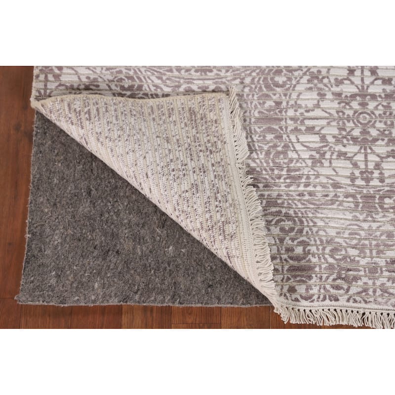Ivory & Brown Modern Indian Abstract Accent Rug Handmade Wool Carpet - 3'0"x 5'1"