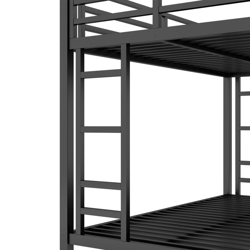 Full/Twin XL Over Queen Metal Bunk Bed for Teens & Adults, Sturdy & Noise-Reduced