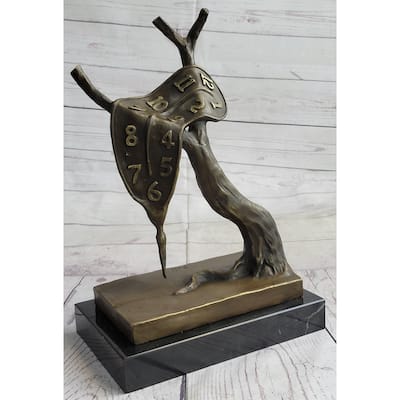 The Persistence Of Memory Melting Clock By Salvador Dali Bronze Statue Sculpture 12 Inches X 8 Inches
