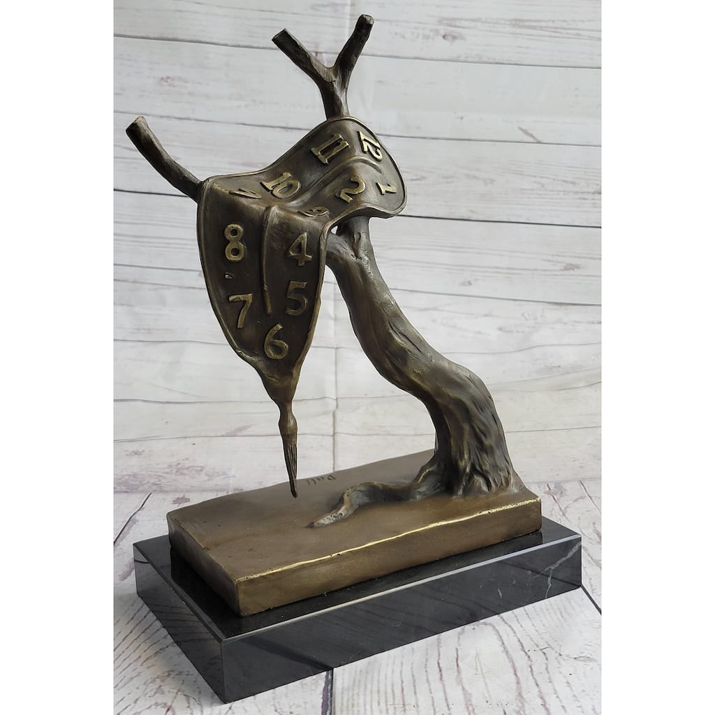 The Persistence Of Memory Melting Clock By Salvador Dali Bronze Statue Sculpture 12 Inches X 8 Inches