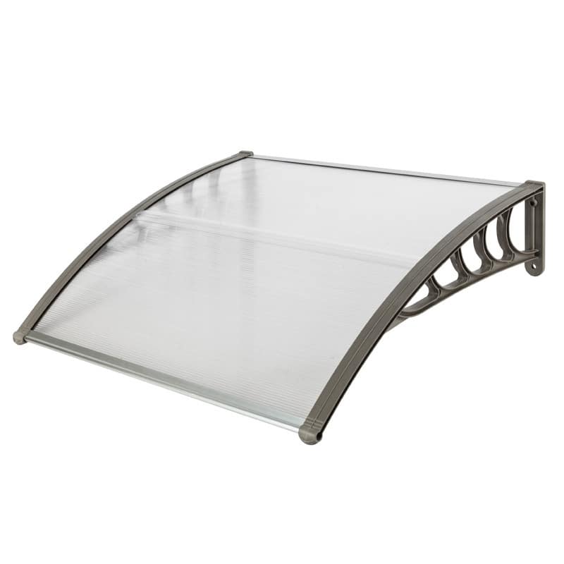 100 x 100CM Manual Door & Window Rain Awning - Silver & Gray Bracket
