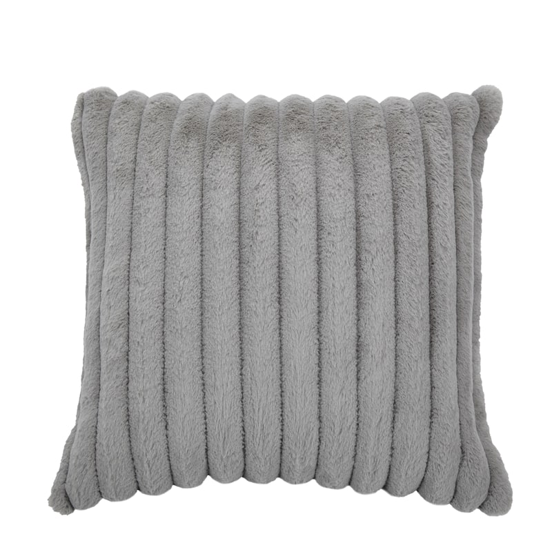 Modern Stripe Faux Fur Square Throw Pillows (Set of 2)