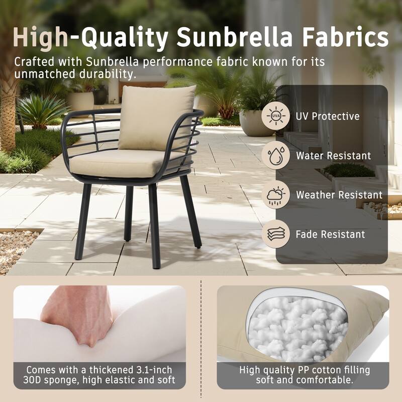 9/11-Piece Outdoor Dining Set w/10 ft Umbrella and Base Aluminum Dining Table and Chairs with Sunbrella Cushions