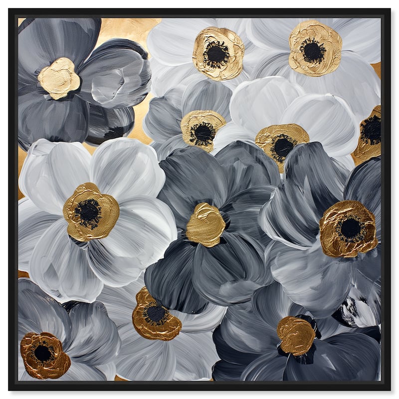 Art Remedy Fields And Fields Framed Floral Fine 1 Piece Canvas Wall Art - 17 x 17 - Black