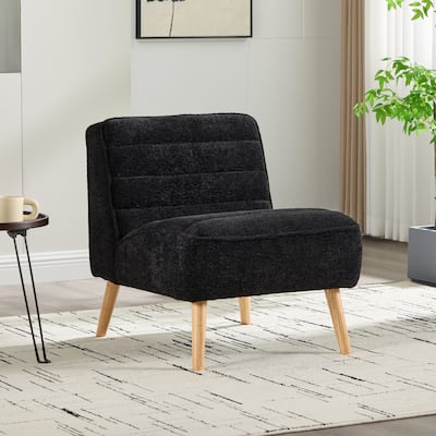 24.4"W Modern Upholstered Armless Accent Chair with Wood Legs