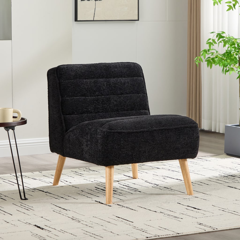 24.4"W Modern Upholstered Armless Accent Chair with Wood Legs