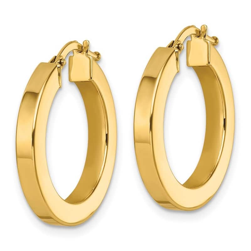 Curata 14k Yellow Gold Polished Square Tube Hoop Earrings - 22.3x21.4mm