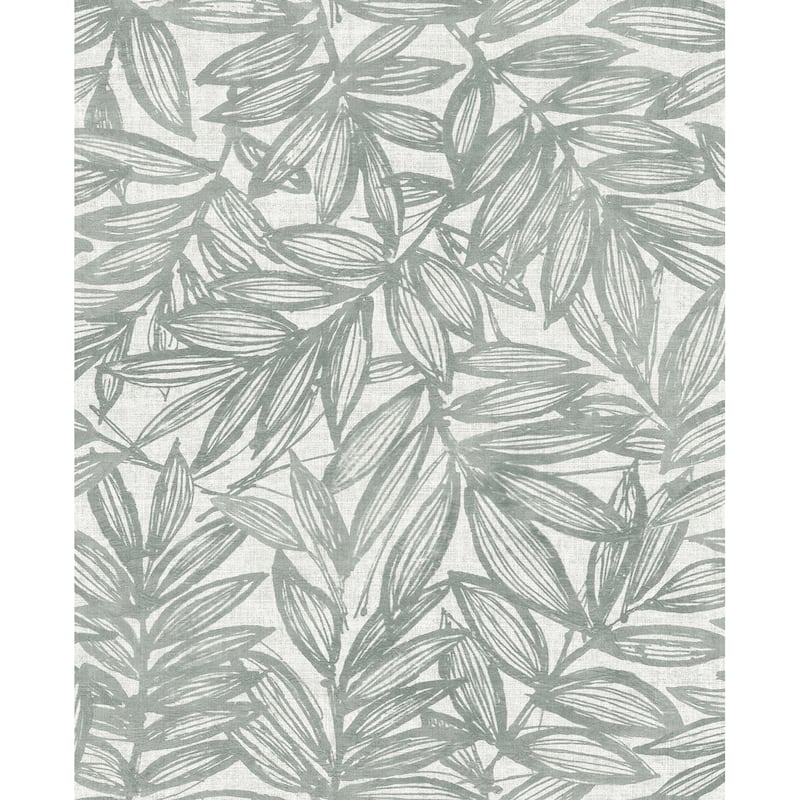 A-Street Prints Rhythmic Grey Leaf Wallpaper