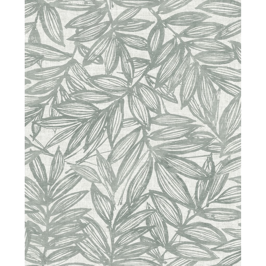 A-Street Prints Rhythmic Grey Leaf Wallpaper