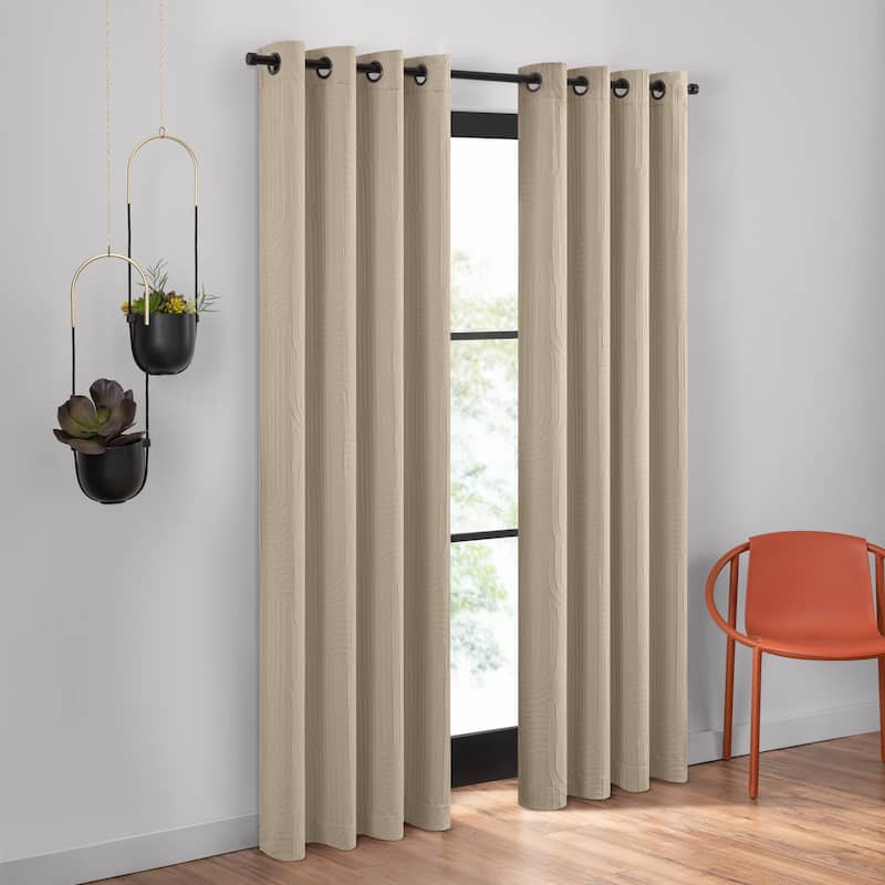Umbra Ulysses Wave Geometric Light Filtering Grommet Curtain Panel