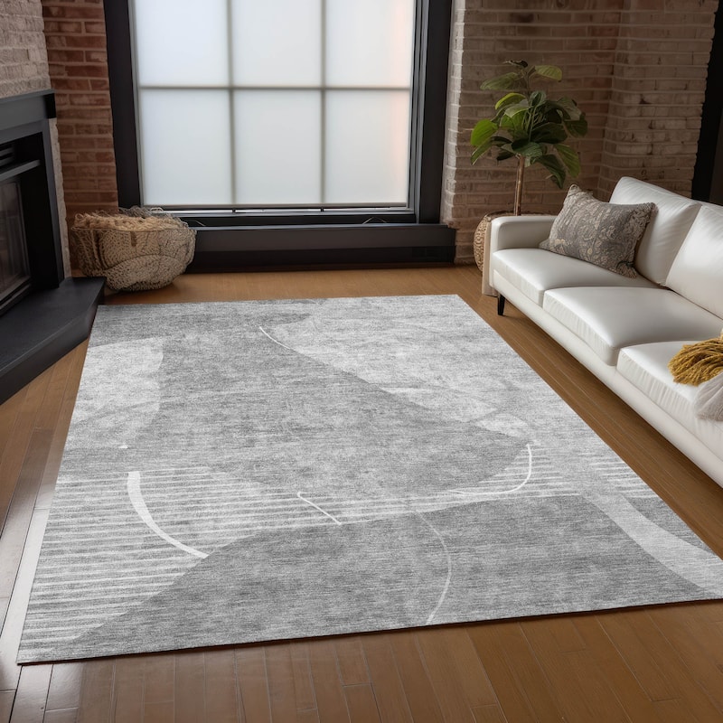 Machine Washable Indoor/ Outdoor Chantille Abstract Modern Rug