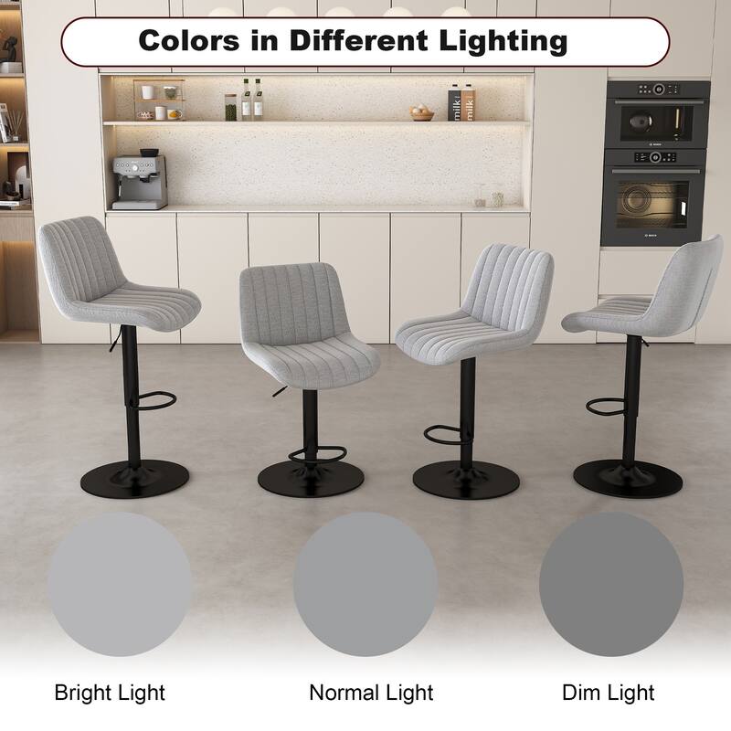 Counter Height Bar Stools Set of 2, Swivel Bar Stools with Adjustable Height, Kitchen Island Chairs with Footrest