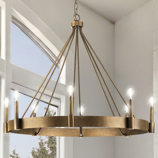 Luxury Modern Farmhouse Chandelier 27H x 38W with Glam Style Aged Bronze UHP4480 by Urban Ambiance 27 H x 38 W x 38 D Metallic