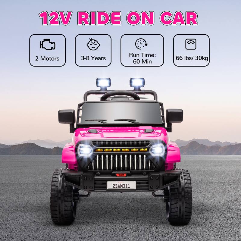 12V Battery Powered Kids Electric UTV, Qaba Ride-On Truck with 3 Speeds, Remote Control, USB Music, LED Headlights