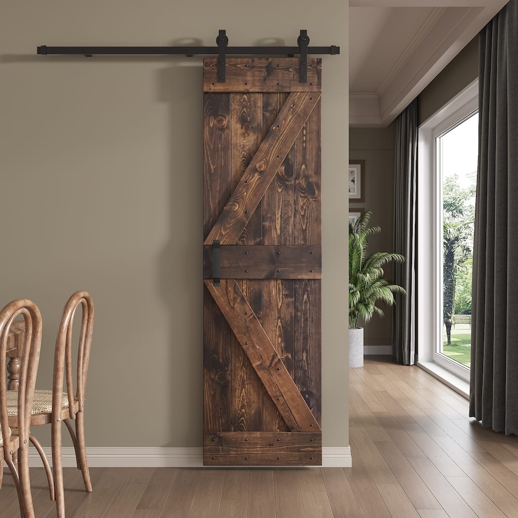 Coast Sequoia 24in x 84in K Series Pine Wood Sliding Barn Door With Hardware Kit