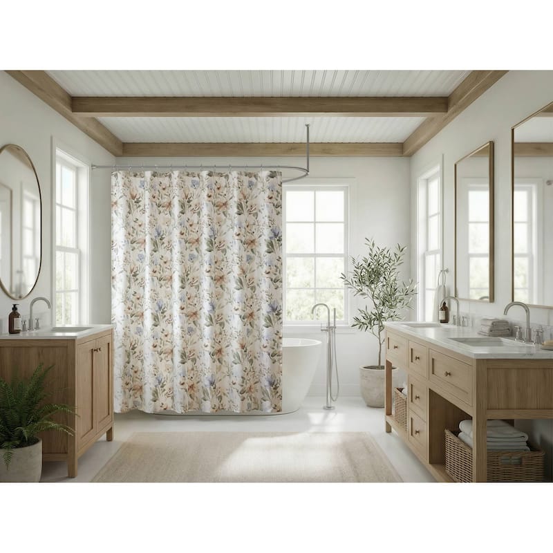 Harbor House Blue Herbal Shower Curtain