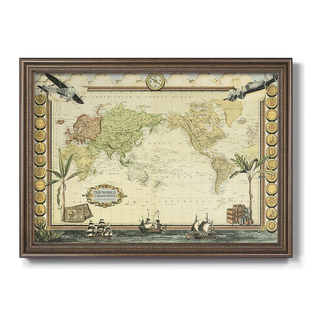 Adventure Map Premium Framed Canvas- Ready to Hang