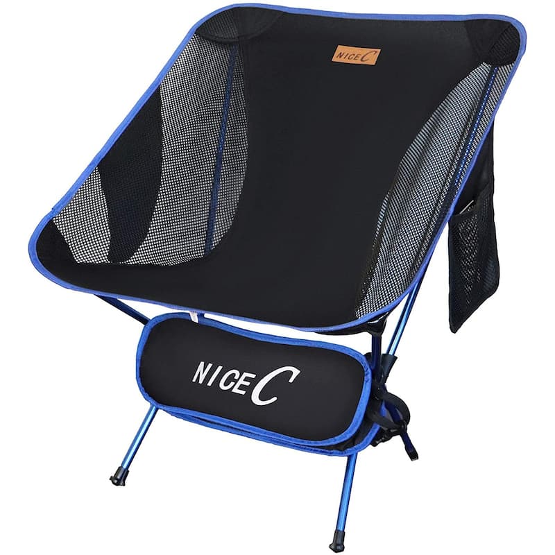Ultralight Portable Folding Camping Backpacking Chair Compact & Heavy Duty Outdoor, Camping, with 2 Storage Bags&Carry Bag - Set of 1 Blue