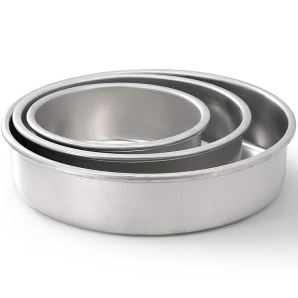 Our Table 3 Piece Round Aluminum Cake Pan Set in Silver Bed Bath