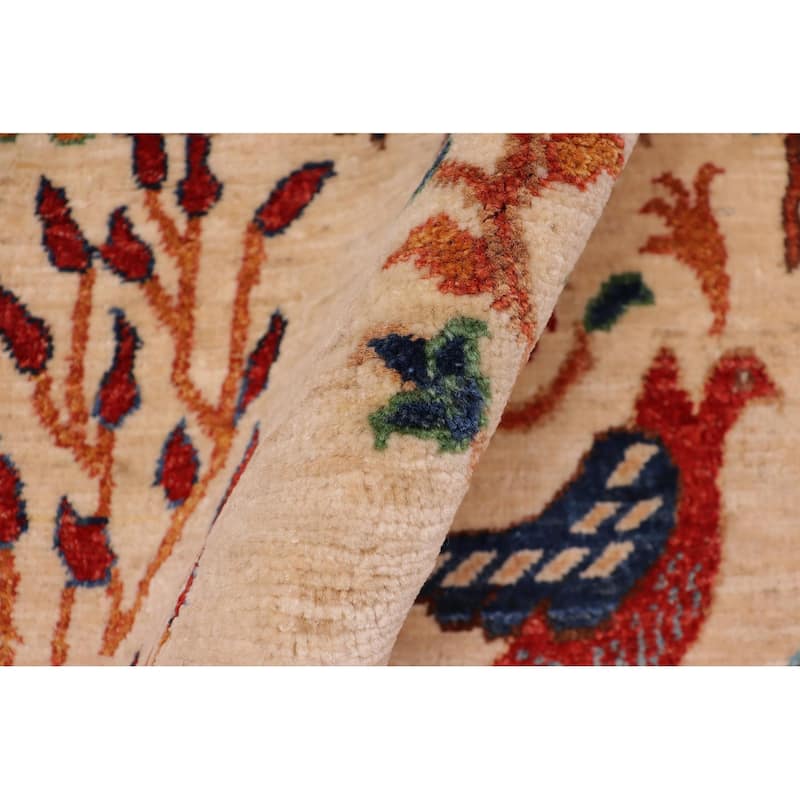 Classic Ziegler Talia Beige Rust Hand-Knotted Wool Runner - 2'1'' x 4'11''
