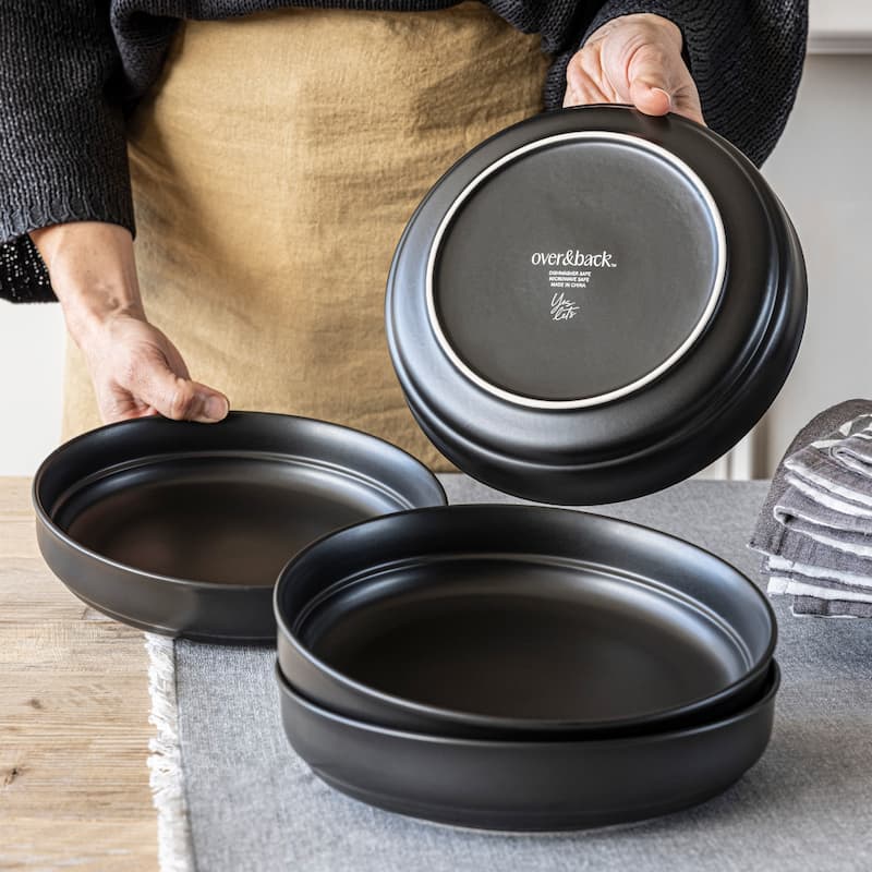 over&back Rimmed Semi-Matte Stoneware Dinner Bowls - 32oz
