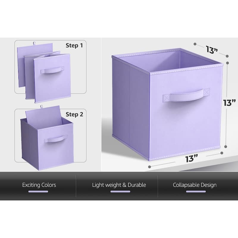 Sorbus Fabric Storage Bins 13" Foldable Cubes With Handles For Pantry, Cubbies, Toy And Closet Shelving Organization - 6Pk
