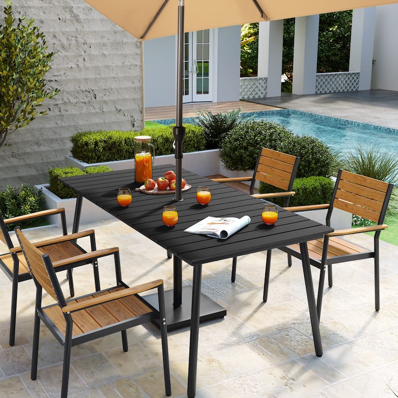 Pellebant Outdoor Aluminum Rectangular Dining Table
